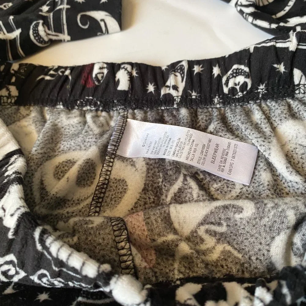 Disney Tim Burton Nightmare Before Christmas black pajama pj microfleece M 8-10 - Picture 6 of 8